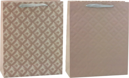 Cadeautas met reliëf beige 32 x 26 x 10 cm