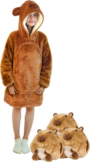 Grote buidelzak en capuchon met dierenoortjes