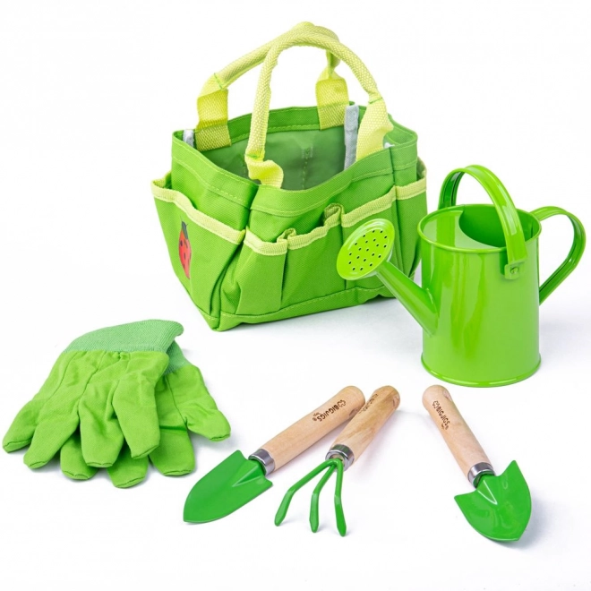 Bigjigs Toys Tuinset met gereedschap in groene canvas tas