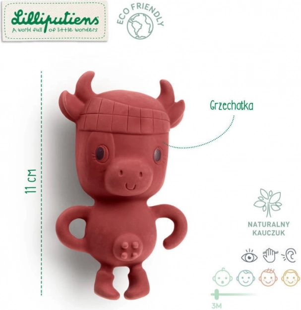 Lilliputiens multisensorische rammelaar van natuurlijk rubber koe Rosalie eco 3 m+