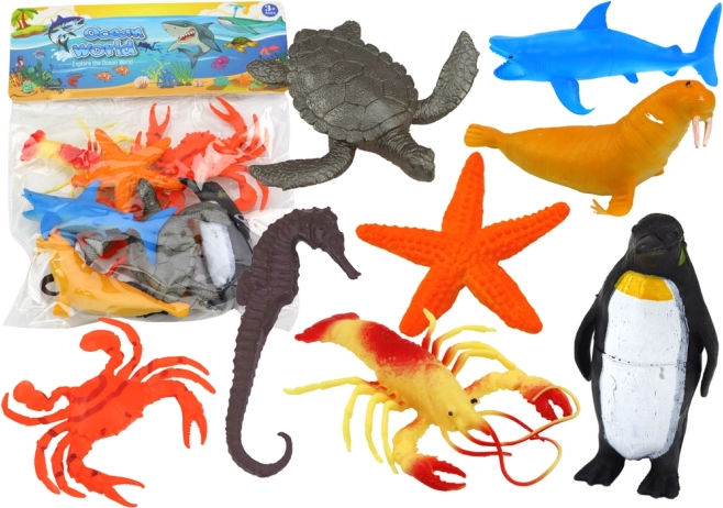 Set van 10 zeedierenfiguren