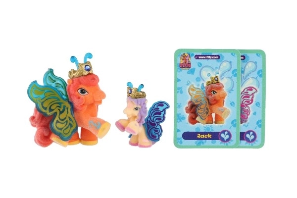 Filly Butterfly familie figuurtjes 2 stuks pluche met accessoires mix van soorten op kaart 17x16,5cm