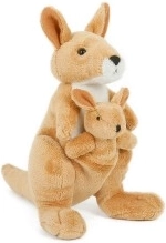 Pluchen kangoeroe met jong 16 cm