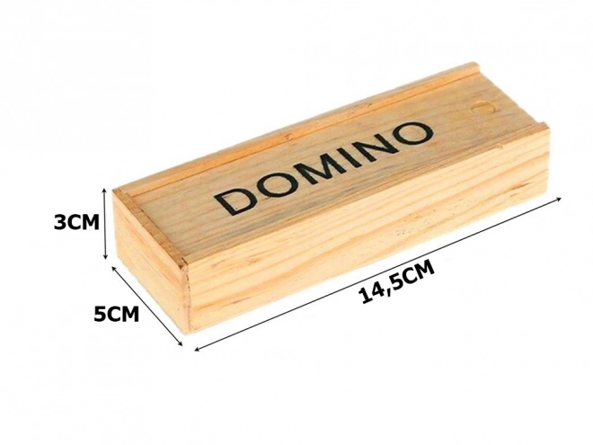 Houten domino in een doos