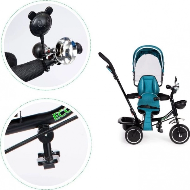 ECOTOYS Driewieler met dak en sturende staaf blauwgroen