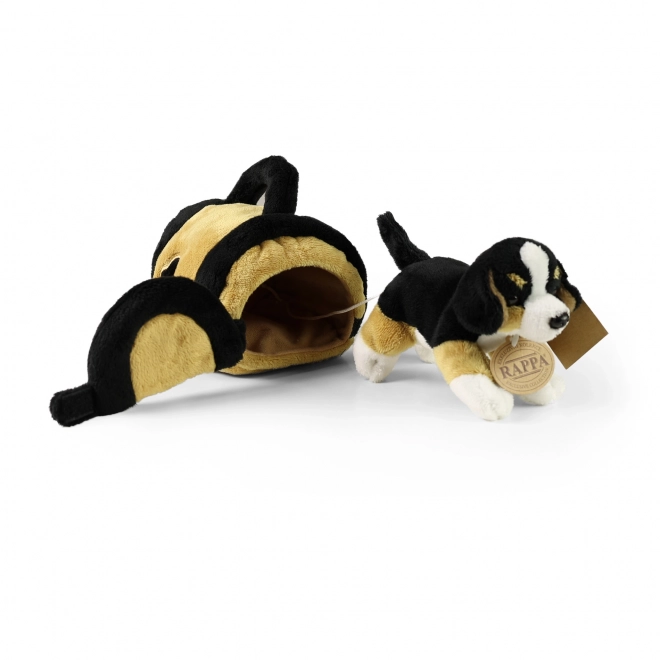 Pluchen hond Berner Sennen in eco-vriendelijke draagtas 15 cm