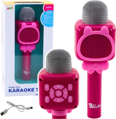 Draadloze Bluetooth karaoke-microfoon met stemvervormer – roze