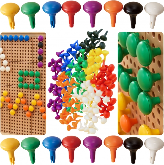 Masterkidz Gekleurde Jumbo Pionnen voor STEM-borden 128 stuks - 8 kleuren