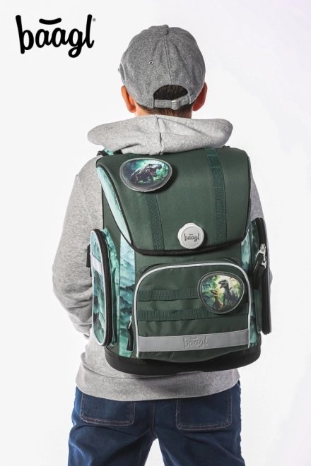 Schoolset Baagl Ergo Dino: rugzak, etui en tasje
