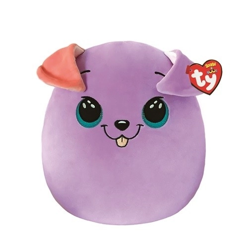Kussenachtig knuffeldier TY Squishy Hond Bitsy paars 22 cm