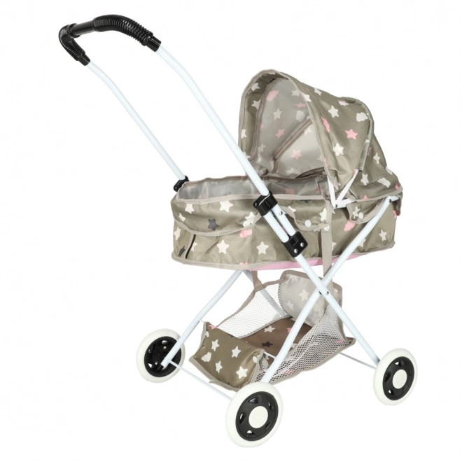 Kinderwagen voor poppen met tas en sterren