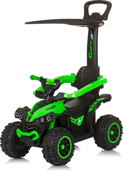Loopfiets met duwstang en dak ATV groen