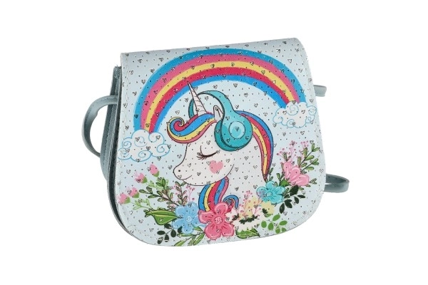 Handtas/Unicorn Tas met steentjes plastic 4 kleuren in zak 17x15x3cm