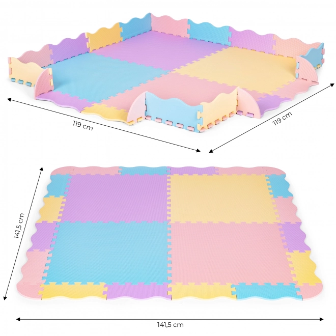 Bonte schuimmat voor kinderen met omheining 141,5x141,5 cm 24 stuks IPLAY