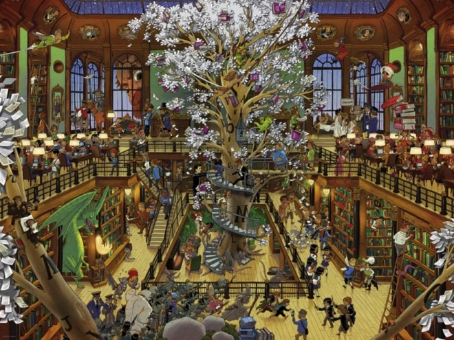 Puzzel 1500 stukjes – Bibliotheek, Oesterle + poster