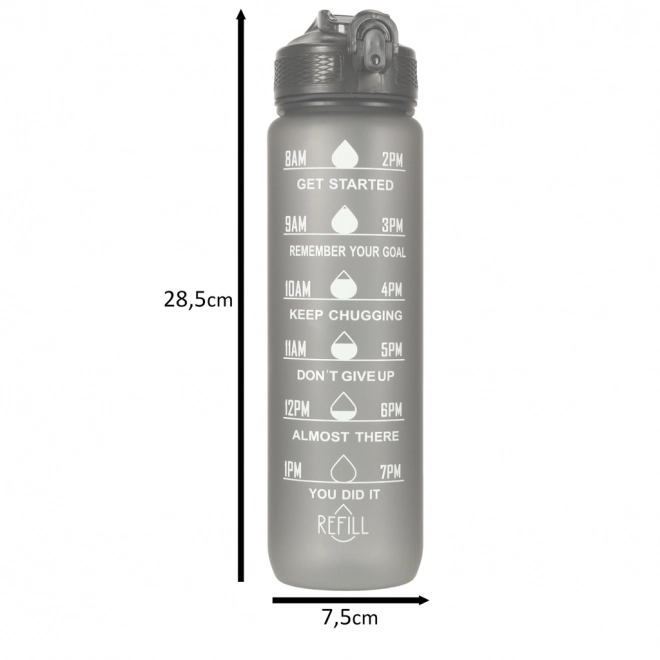 Fles voor water met rietje en motivatie 1l zwart