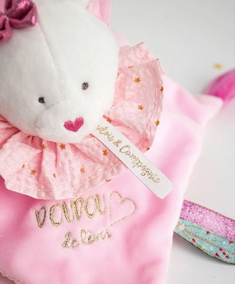 Cadeauset - roze pluchen knuffeldoek kat