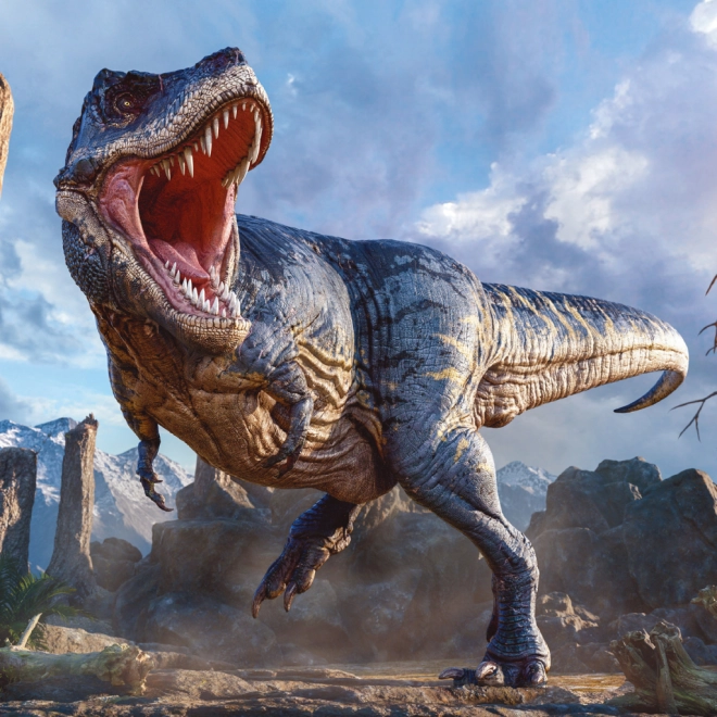 Realistische illustraties van T-REX en andere iconen