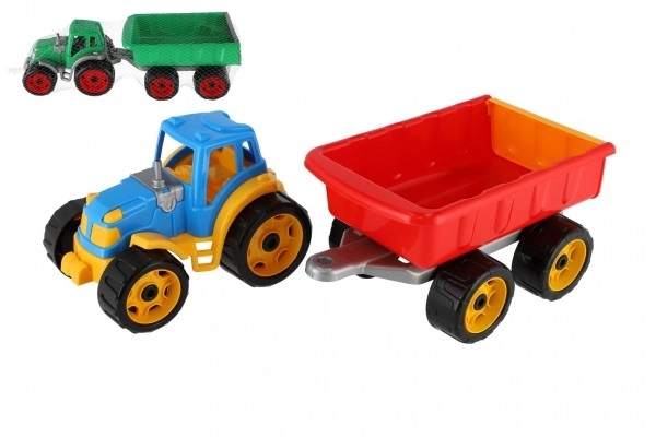 Tractor met aanhanger plastic 53cm vrijloop in net
