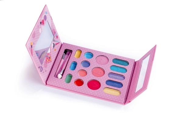 Kinderset make-up beauted palet met spiegel met magnetische sluiting 11x14,5x1cm in folie