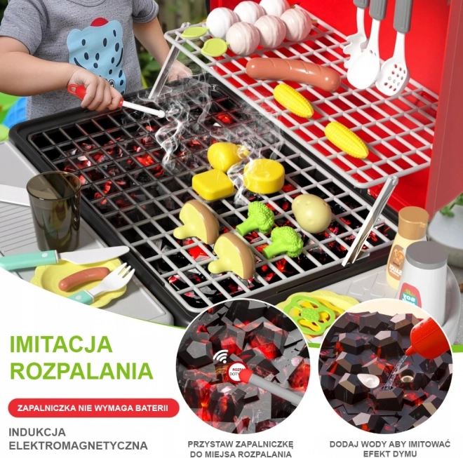 Woopie Kinder Tuingrill interactief met LED en stomeffect, set XL 41 stuks