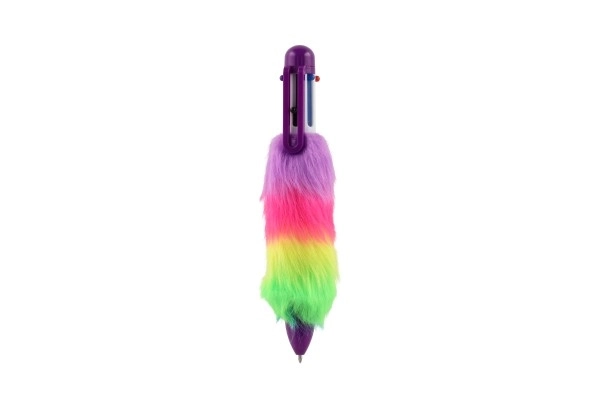 Teddies kleurrijke pluchen pen met kwastjes