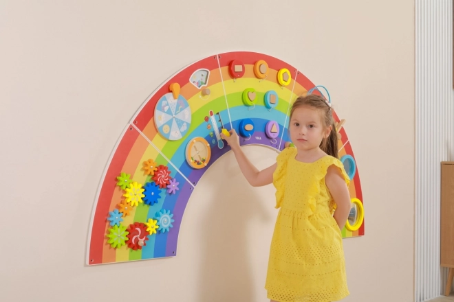 Houten Montessori wandpaneel - regenboog