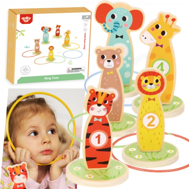 Houten behendigheidsspel Tooky Toy - gooi naar doel dieren