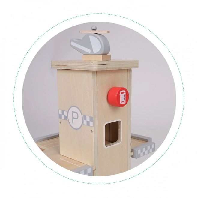 ECOTOYS Grote houten garage met lift en autootjes