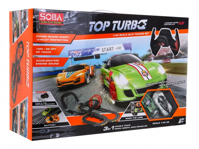 Grote racebaan Top Turbo voor kinderen 8+ met op afstand bestuurbare auto's en interactieve functies