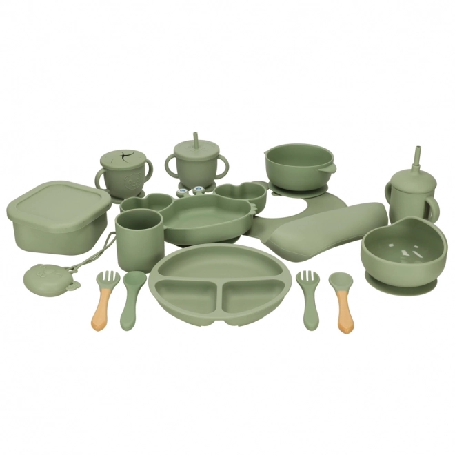 Kinder siliconen gereedschap krab set 19 stuks groen