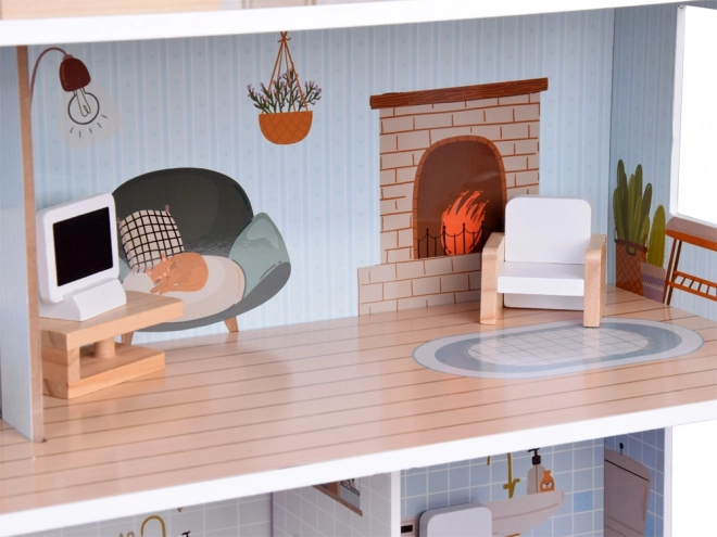 Betoverend huisje met meubels Stijlvolle houten villa voor poppen ZA5368