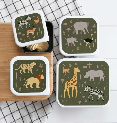Set van vier snackdoosjes A Little Lovely Company – Savanne