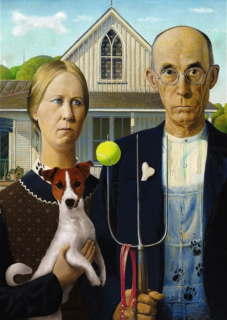 Puzzel 500 stukjes American Gothic Hondeneditie