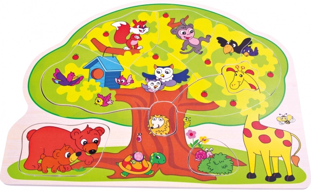Houten inlegpuzzel Bino vrolijke dieren