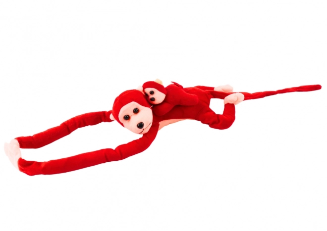 Pluchen aapje met jong rood 90 cm