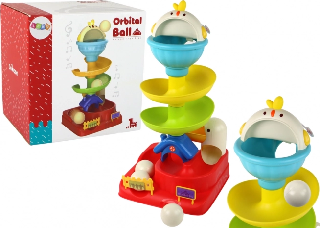 Sensorische knikkerbaan met kuikentje en eitjes
