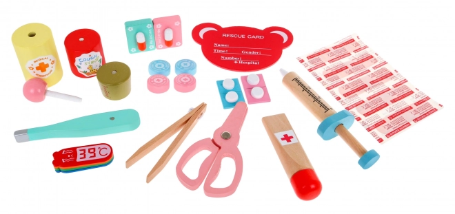 Houten Dokterset + educatieve brochures + stickers "Dappere patiënt" - 30 stuks