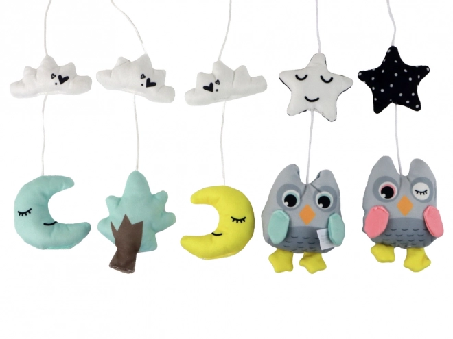 Babymobiel boven bedje met muziekdoos wit