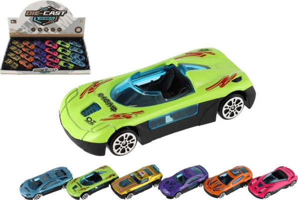 Mini-raceautootjes 7 cm – metalen-kunststof set, vrijloop, mix van kleuren
