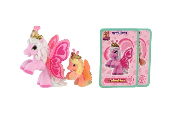 Filly Butterfly familie figuurtjes 2 stuks pluche met accessoires mix van soorten op kaart 17x16,5cm