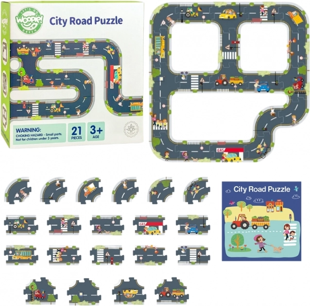 Woopie Green stads-puzzel voor kinderen - Autoweg