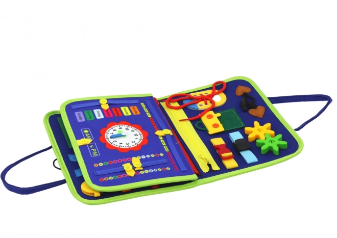 Blauwe sensorische educatieve plank voor kinderen