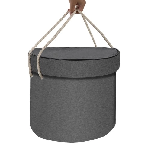 Grijze speelgoedmand met speelkleed