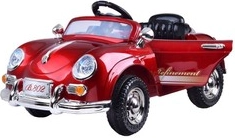 Stijlvolle retro elektrische auto met 2 motoren 12 V en afstandsbediening – Gelakt