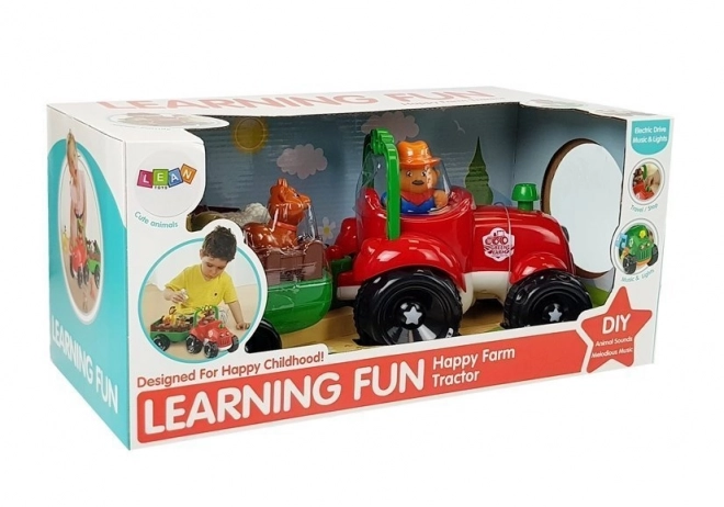 Tractor met trailer, dieren voor kinderen met licht en geluid op batterijen
