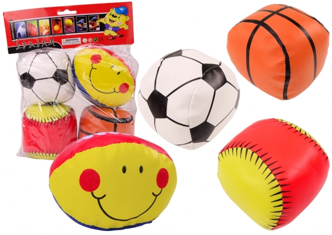 Zachte sportballen Basketbal Rugby Voetbal Honkbal Set 4st.