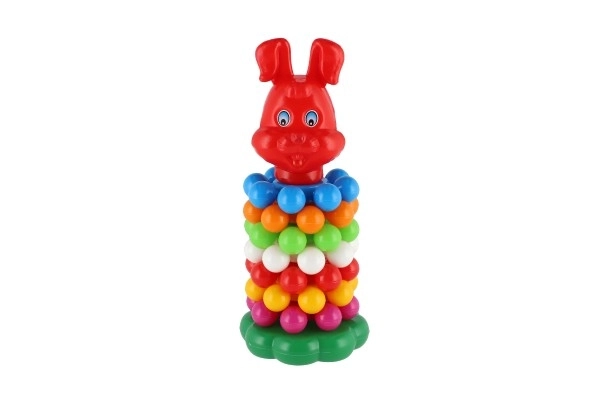 Stapelbare piramide met ringen van plastic 26cm in net 12m+