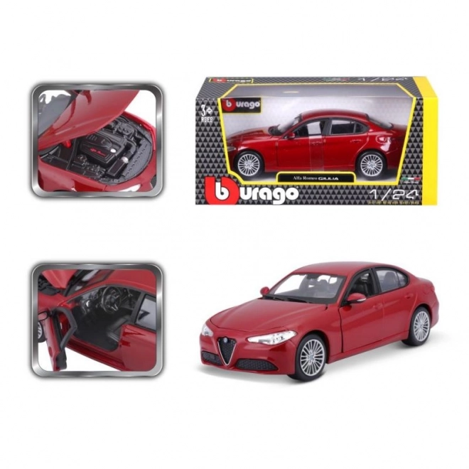 Bburago 1:24 Alfa Romeo Giulia (2016) metallic rood 18-21080