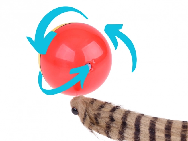 Rollende bal met pluche staart
